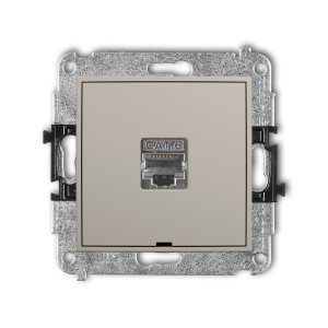 Mechanizm gniazda komputerowego pojedynczego 1xRJ45, kat. 5e, ekranowany, 8-stykowy, bez pola opisowego Karlik ICON taupe 60IGKBO-1e