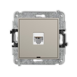 Mechanizm gniazda komputerowego pojedynczego 1xRJ45, kat. 6, 8-stykowy, bez pola opisowego Karlik ICON taupe 60IGKBO-3