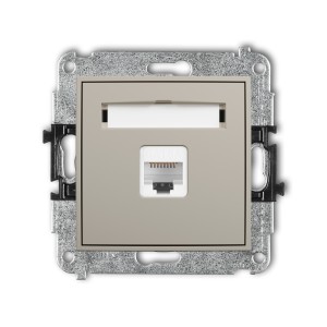Mechanizm gniazda komputerowego pojedynczego 1xRJ45, kat. 6A, 8-stykowy Karlik ICON taupe 60IGK-7