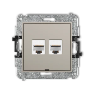 Mechanizm gniazda komputerowego podwójnego 2xRJ45, kat. 6A, 8-stykowy, bez pola opisowego Karlik ICON taupe 60IGKBO-8