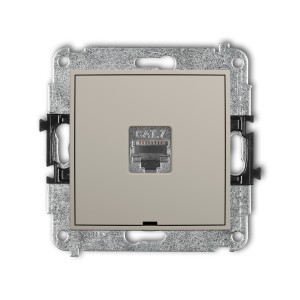 Mechanizm gniazda komputerowego pojedynczego 1xRJ45, kat. 7, ekranowany, 8-stykowy, bez pola opisowego Karlik ICON taupe 60IGKBO-9