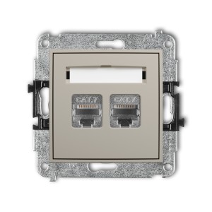 Mechanizm gniazda komputerowego podwójnego 2xRJ45, kat. 7, ekranowany, 8-stykowy Karlik ICON taupe 60IGK-10
