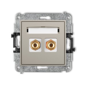 Mechanizm gniazda głośnikowego pojedynczego (typu banan - czerwony i czarny, pozłacany, 4 mm2, skręcany) Karlik ICON taupe 60IGG-4