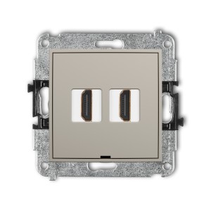 Mechanizm gniazda podwójnego HDMI 2.0, 4K, bez pola opisowego Karlik ICON taupe 60IHDMIBO-4
