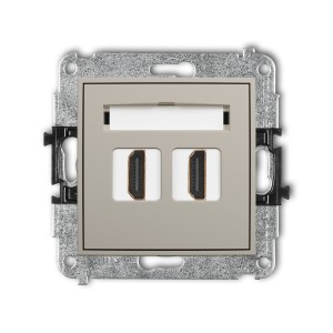 Mechanizm gniazda podwójnego HDMI 2.1, 8K Karlik ICON taupe 60IHDMI-6