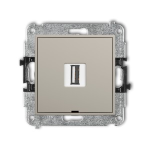 Mechanizm gniazda pojedynczego USB A-A 2.0, bez pola opisowego Karlik ICON taupe 60IGUSBBO-1