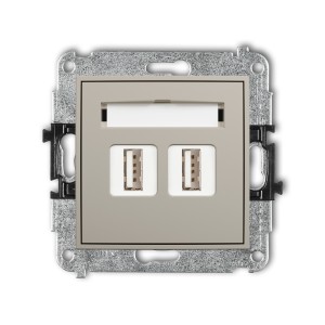 Mechanizm gniazda podwójnego 2xUSB A-A 2.0 Karlik ICON taupe 60IGUSB-2