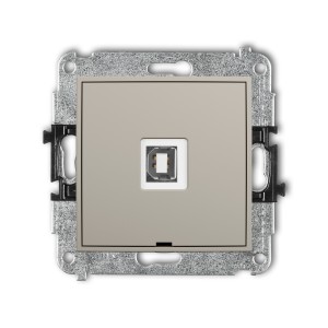 Mechanizm gniazda pojedynczego USB A-B 2.0, bez pola opisowego Karlik ICON taupe 60IGUSBBO-3