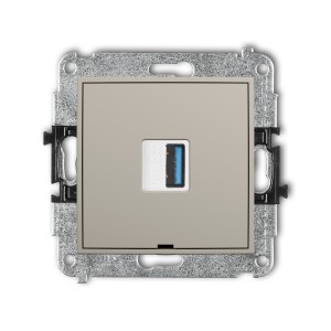 Mechanizm gniazda pojedynczego USB A-A 3.0, bez pola opisowego Karlik ICON taupe 60IGUSBBO-5