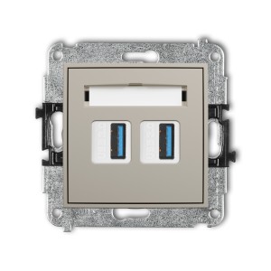 Mechanizm gniazda podwójnego 2xUSB A-A 3.0 Karlik ICON taupe 60IGUSB-6