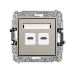 Mechanizm gniazda podwójnego 2xUSB C-C Karlik ICON taupe 60IGUSB-8