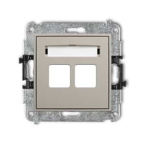 Mechanizm gniazda multimedialnego podwójnego bez modułu (standard Keystone) Karlik ICON taupe 60IGM-2P