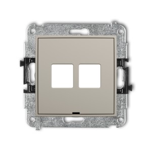 Mechanizm gniazda multimedialnego podwójnego bez modułu, bez pola opisowego (standard Keystone) Karlik ICON taupe 60IGMBO-2P