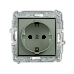 Mechanizm gniazda pojedynczego z uziemieniem SCHUKO 2P+Z (przesłony torów prądowych) Karlik ICON szałwiowy 61IGP-1sp