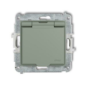 Mechanizm gniazda bryzgoszczelnego z uziemieniem 2P+Z (klapka szałwiowa, przesłony torów prądowych) Karlik ICON szałwiowy 61IGPB-1zp