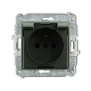 Mechanizm gniazda bryzgoszczelnego z uziemieniem 2P+Z (klapka dymna, przesłony torów prądowych) Karlik ICON szałwiowy 61IGPB-1zdp