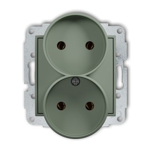 Mechanizm gniazda podwójnego do ramki bez uziemienia 2x2P (bez przesłon torów prądowych) Karlik ICON szałwiowy 61IGPR-2