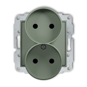 Mechanizm gniazda podwójnego do ramki bez uziemienia 2x2P (przesłony torów prądowych) Karlik ICON szałwiowy 61IGPR-2p