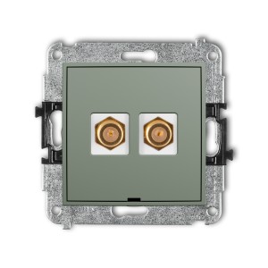 Mechanizm gniazda antenowego podwójnego typu F (SAT) pozłacany, bez pola opisowego Karlik ICON szałwiowy 61IGFBO-2.1