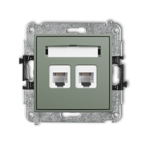 Mechanizm gniazda telefonicznego podwójnego 2xRJ11, 4-stykowy, beznarzędziowe Karlik ICON szałwiowy 61IGT-2