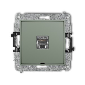 Mechanizm gniazda komputerowego pojedynczego 1xRJ45, kat. 5e, ekranowany, 8-stykowy, bez pola opisowego Karlik ICON szałwiowy 61IGKBO-1e