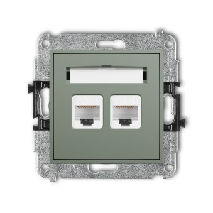 Mechanizm gniazda komputerowego podwójnego 2xRJ45, kat. 5e, 8-stykowy Karlik ICON szałwiowy 61IGK-2