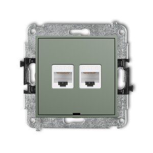 Mechanizm gniazda komputerowego podwójnego 2xRJ45, kat. 6, 8-stykowy, bez pola opisowego Karlik ICON szałwiowy 61IGKBO-4