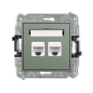 Mechanizm gniazda komputerowego podwójnego 2xRJ45, kat. 6A, 8-stykowy Karlik ICON szałwiowy 61IGK-8
