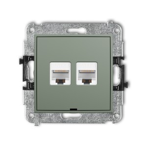 Mechanizm gniazda komputerowego podwójnego 2xRJ45, kat. 6A, 8-stykowy, bez pola opisowego Karlik ICON szałwiowy 61IGKBO-8