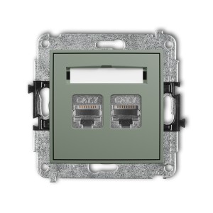 Mechanizm gniazda komputerowego podwójnego 2xRJ45, kat. 7, ekranowany, 8-stykowy Karlik ICON szałwiowy 61IGK-10