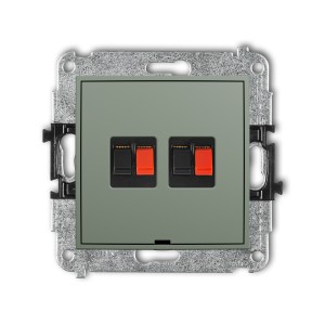 Mechanizm gniazda głośnikowego podwójnego, bez pola opisowego Karlik ICON szałwiowy 61IGGBO-2