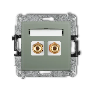 Mechanizm gniazda głośnikowego pojedynczego (typu banan - czerwony i czarny, pozłacany, 4 mm2, skręcany) Karlik ICON szałwiowy 61IGG-4