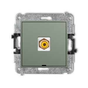 Mechanizm gniazda pojedynczego RCA, bez pola opisowego (typu cinch - żółty, pozłacany) Karlik ICON szałwiowy 61IGRCABO-1