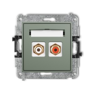 Mechanizm gniazda podwójnego RCA (typu cinch - biały i czerwony, pozłacany) Karlik ICON szałwiowy 61IGRCA-2
