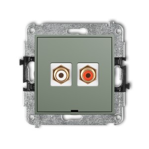 Mechanizm gniazda podwójnego RCA, bez pola opisowego (typu cinch - biały i czerwony, pozłacany) Karlik ICON szałwiowy 61IGRCABO-2