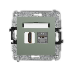 Mechanizm gniazda pojedynczego HDMI 2.0, 4K + gniazda komp. poj. 1xRJ45, kat. 6, ekranowany, 8-stykowy Karlik ICON szałwiowy 61IGHK-46