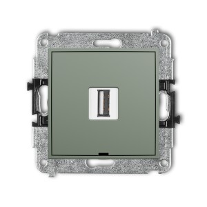 Mechanizm gniazda pojedynczego USB A-A 2.0, bez pola opisowego Karlik ICON szałwiowy 61IGUSBBO-1