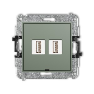 Mechanizm gniazda podwójnego 2xUSB A-A 2.0, bez pola opisowego Karlik ICON szałwiowy 61IGUSBBO-2