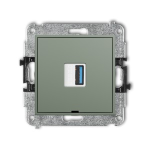 Mechanizm gniazda pojedynczego USB A-A 3.0, bez pola opisowego Karlik ICON szałwiowy 61IGUSBBO-5