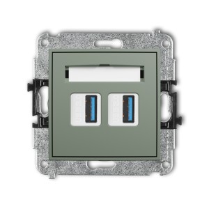 Mechanizm gniazda podwójnego 2xUSB A-A 3.0 Karlik ICON szałwiowy 61IGUSB-6