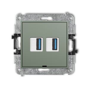 Mechanizm gniazda podwójnego 2xUSB A-A 3.0, bez pola opisowego Karlik ICON szałwiowy 61IGUSBBO-6
