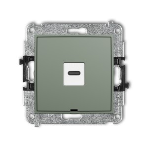 Mechanizm gniazda pojedynczego 1xUSB C-C, bez pola opisowego Karlik ICON szałwiowy 61IGUSBBO-7