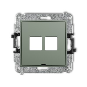 Mechanizm gniazda multimedialnego podwójnego bez modułu, bez pola opisowego (standard Keystone) Karlik ICON szałwiowy 61IGMBO-2P