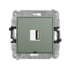 Mechanizm ładowarki USB pojedynczej USB A, 5W max., 5V, 1A, bez pola opisowego Karlik ICON szałwiowy 61ICUSBBO-1