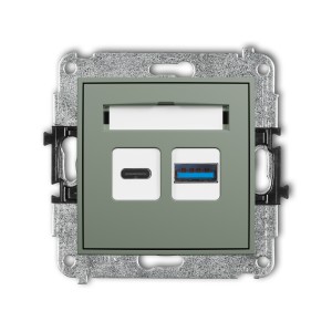 Mechanizm ładowarki USB podwójnej USB C + USB A, 20W max. Karlik ICON szałwiowy 61ICUSB-8