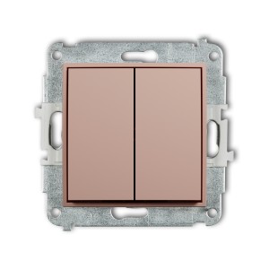 Mechanizm łącznika zwiernego, świecznikowego (dwa klawisze bez piktogramów, wspólne zasilanie) Karlik ICON łososiowy 62IWP-44.1