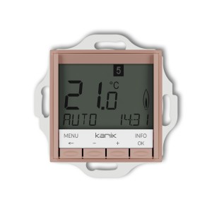 Mechanizm uniwersalnego elektronicznego tygodniowego regulatora temperatury (podświetlenie białe) Karlik ICON łososiowy 62IRT-3.1