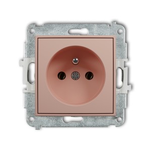 Mechanizm gniazda pojedynczego z uziemieniem 2P+Z (bez przesłon torów prądowych) Karlik ICON łososiowy 62IGP-1z