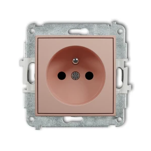 Mechanizm gniazda pojedynczego z uziemieniem 2P+Z (przesłony torów prądowych) Karlik ICON łososiowy 62IGP-1zp