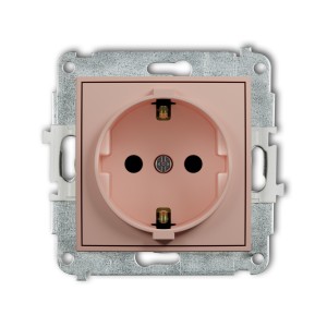 Mechanizm gniazda pojedynczego z uziemieniem SCHUKO 2P+Z (przesłony torów prądowych) Karlik ICON łososiowy 62IGP-1sp